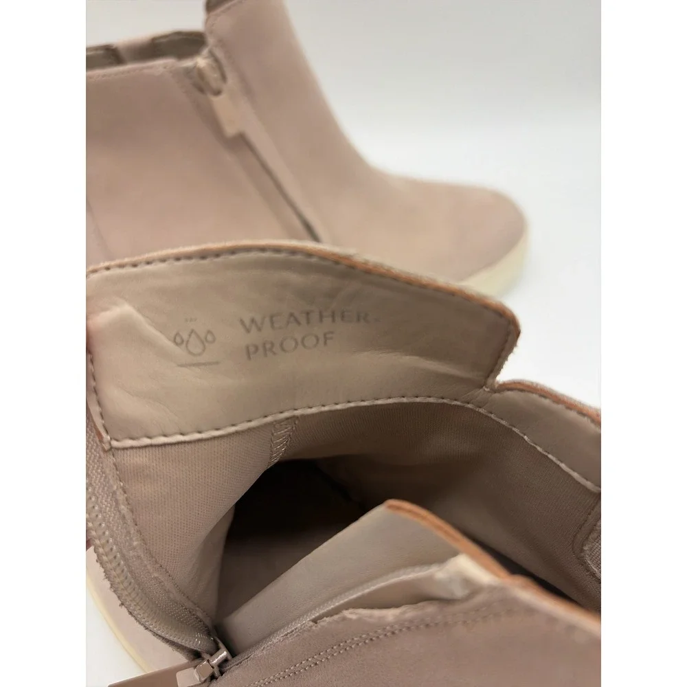 Vionic Uptown Sur Weatherproof Taupe Nubuck‎ Ankle Boots Lug Sole Womens 8.5